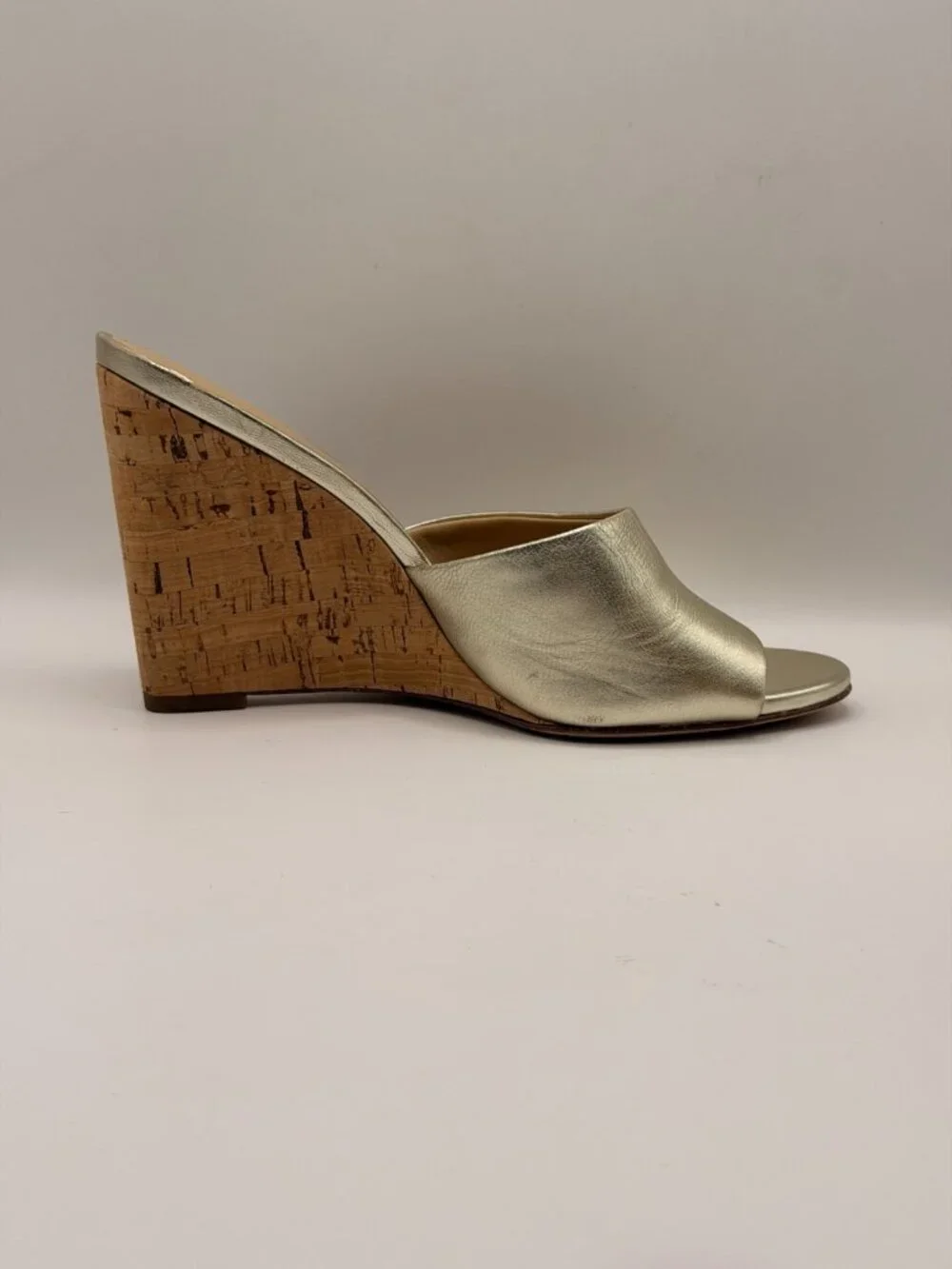 Veronica Beard Womens Dali Metallic Gold Cork Wedge Sandals Sz 6.5 M